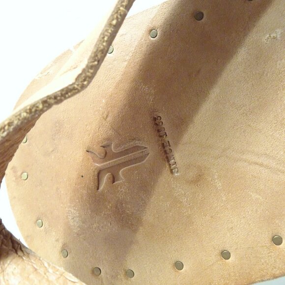 Frye Sandals Women Size 8 Ally 2 Shoes Brown Cream Leather Slingback - Picture 3 of 5